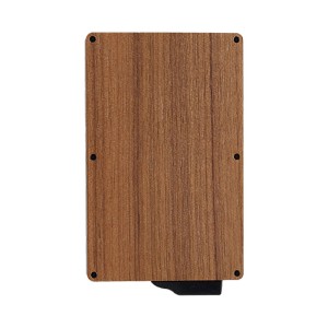 El otro lado del tarjetero de madera