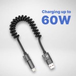 Cable espiral 4 en 1, USB, USB-C, Lightning 60 W - iServices