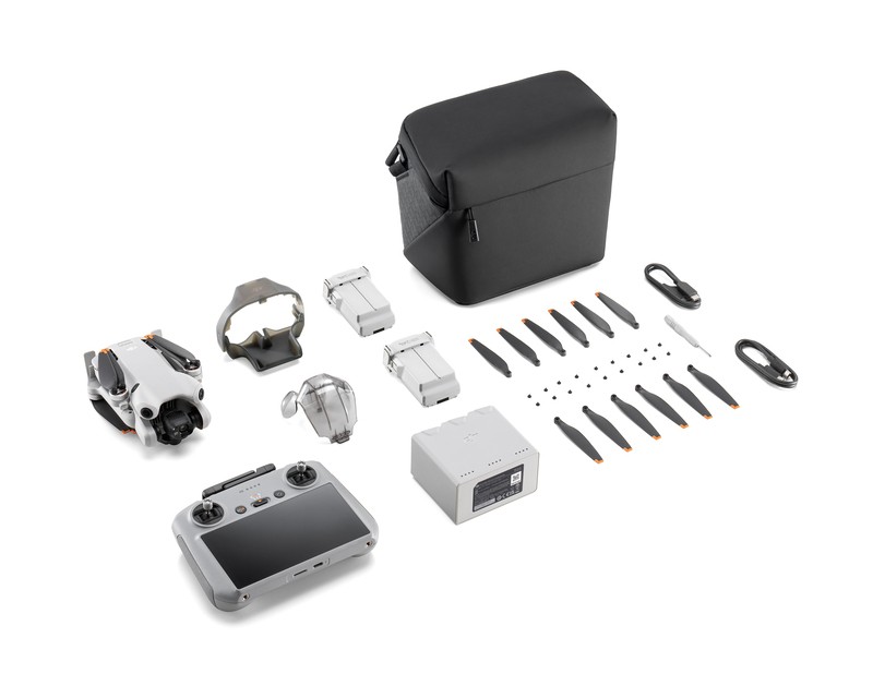 Contenido de la caja del DJI Mini 4 Pro Fly More Combo (DJI RC 2)